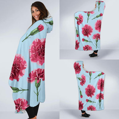 Carnations Pattern Print Design CN01 Hooded Blanket-JORJUNE.COM