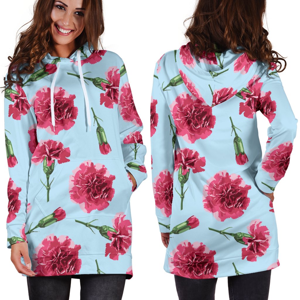 Carnations Pattern Print Design CN01 Women Hoodie Dress