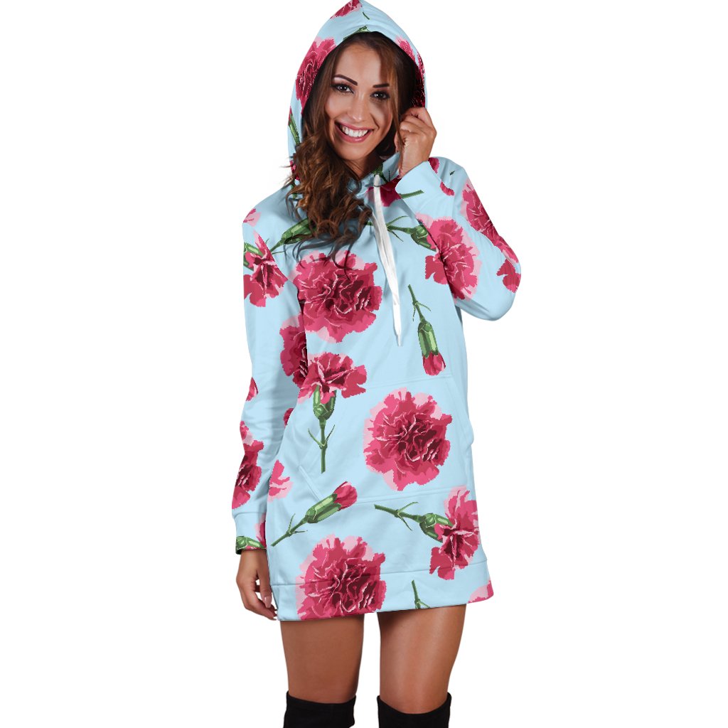 Carnations Pattern Print Design CN01 Women Hoodie Dress