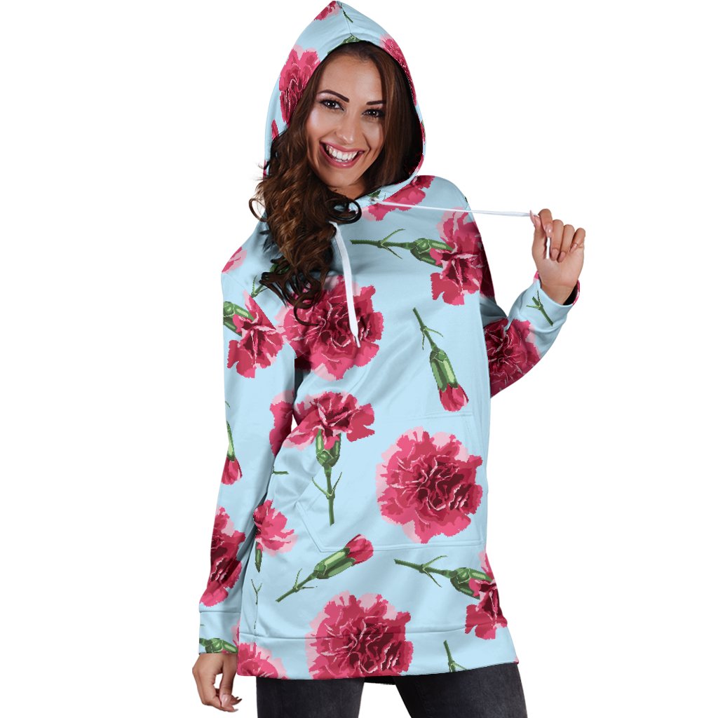 Carnations Pattern Print Design CN01 Women Hoodie Dress