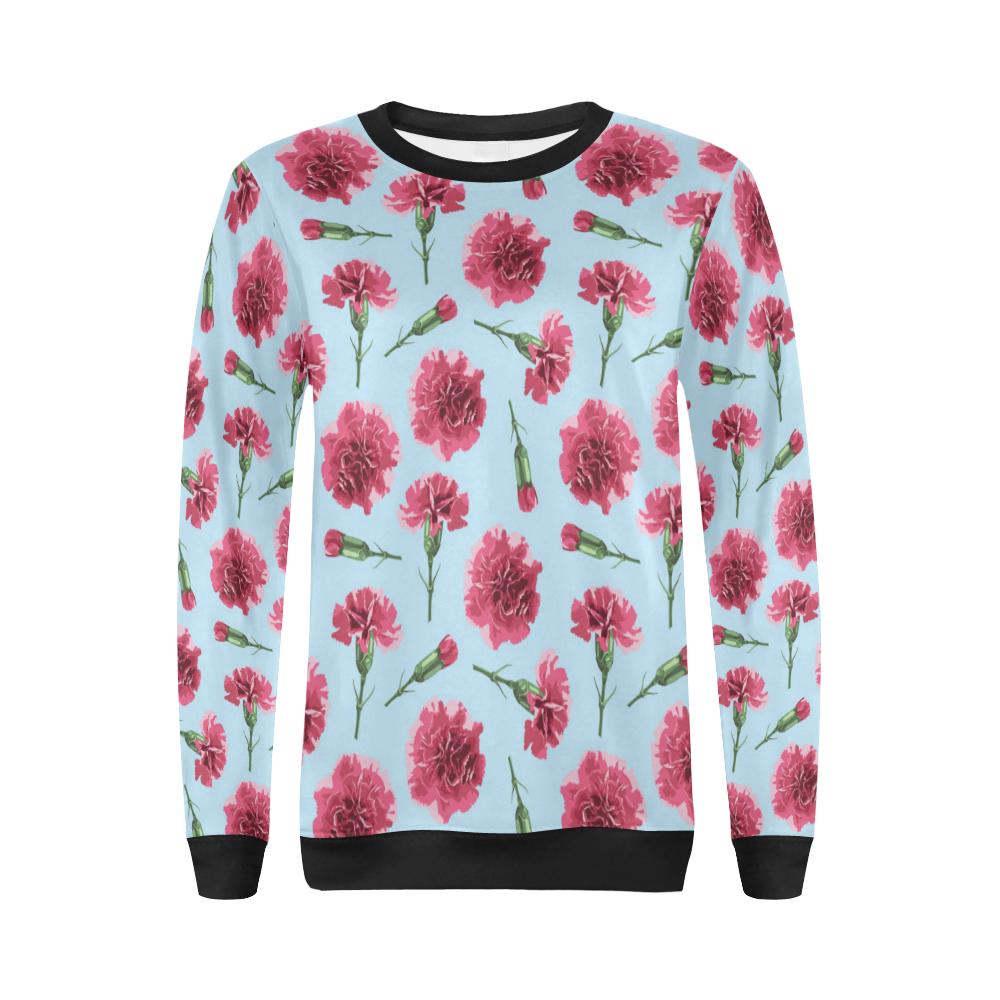 Carnations Pattern Print Design CN01 Women Long Sleeve Sweatshirt-JorJune