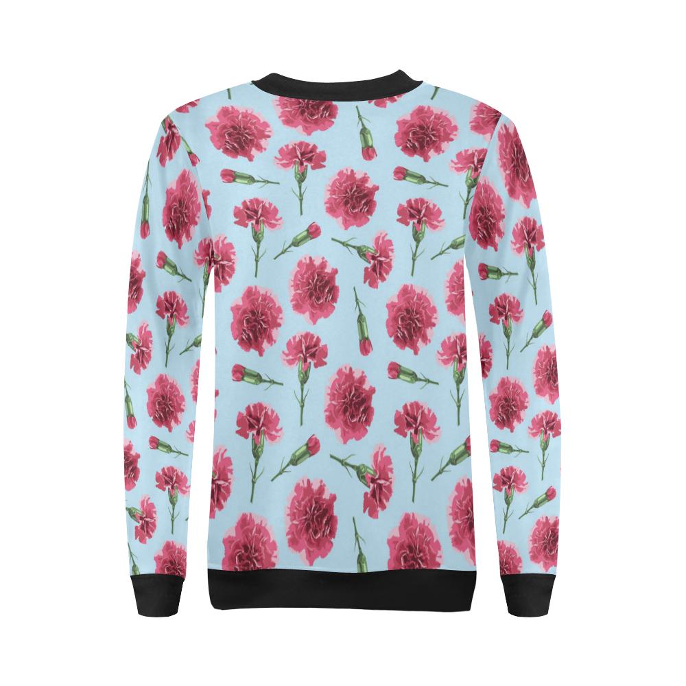 Carnations Pattern Print Design CN01 Women Long Sleeve Sweatshirt-JorJune