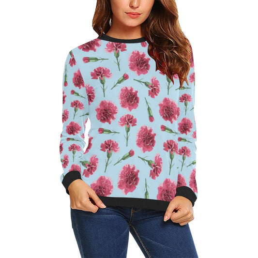 Carnations Pattern Print Design CN01 Women Long Sleeve Sweatshirt-JorJune