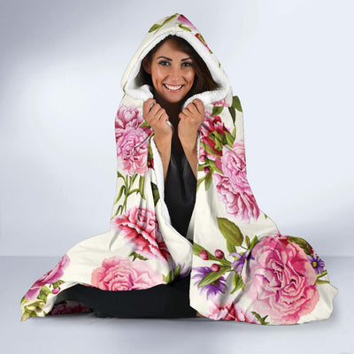 Carnations Pattern Print Design CN02 Hooded Blanket-JORJUNE.COM