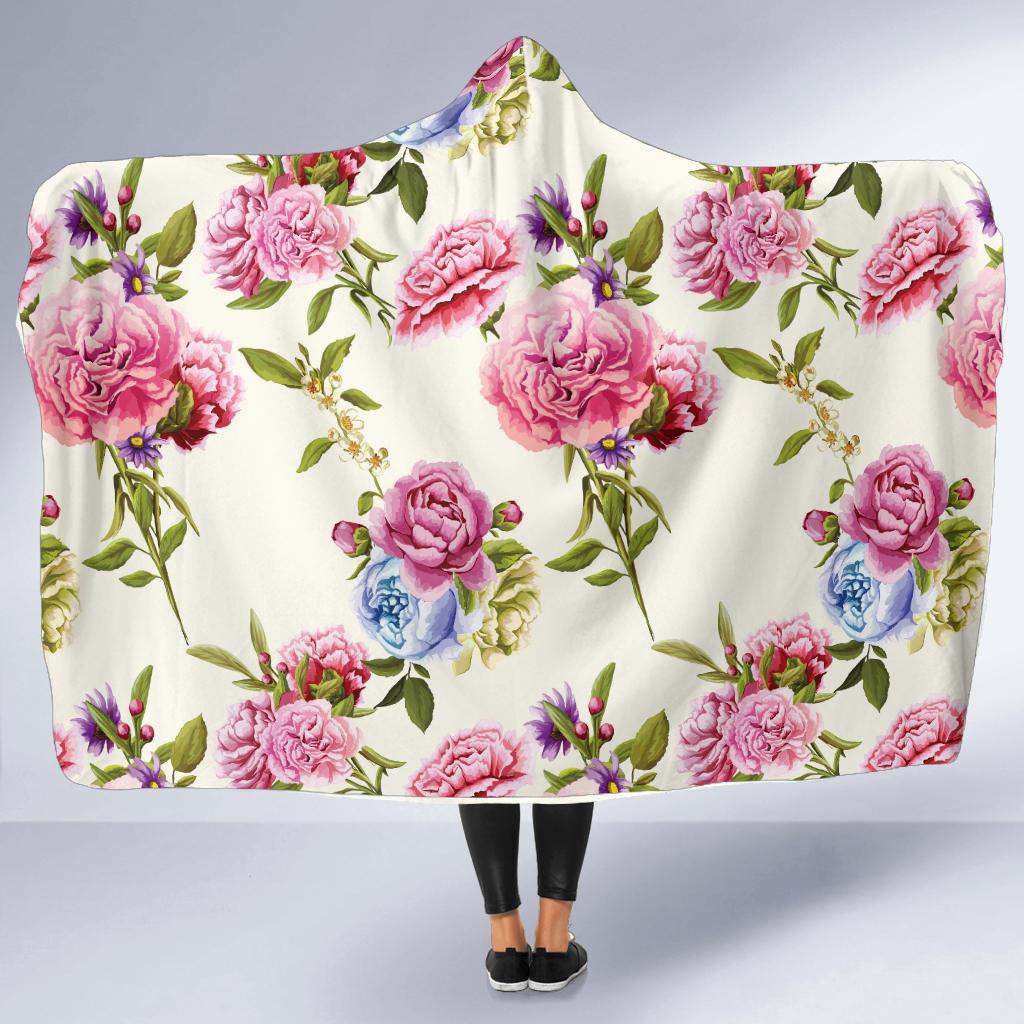 Carnations Pattern Print Design CN02 Hooded Blanket-JORJUNE.COM
