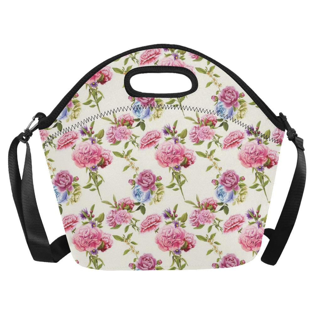 Carnations Pattern Print Design CN02 Neoprene Lunch Bag-JorJune
