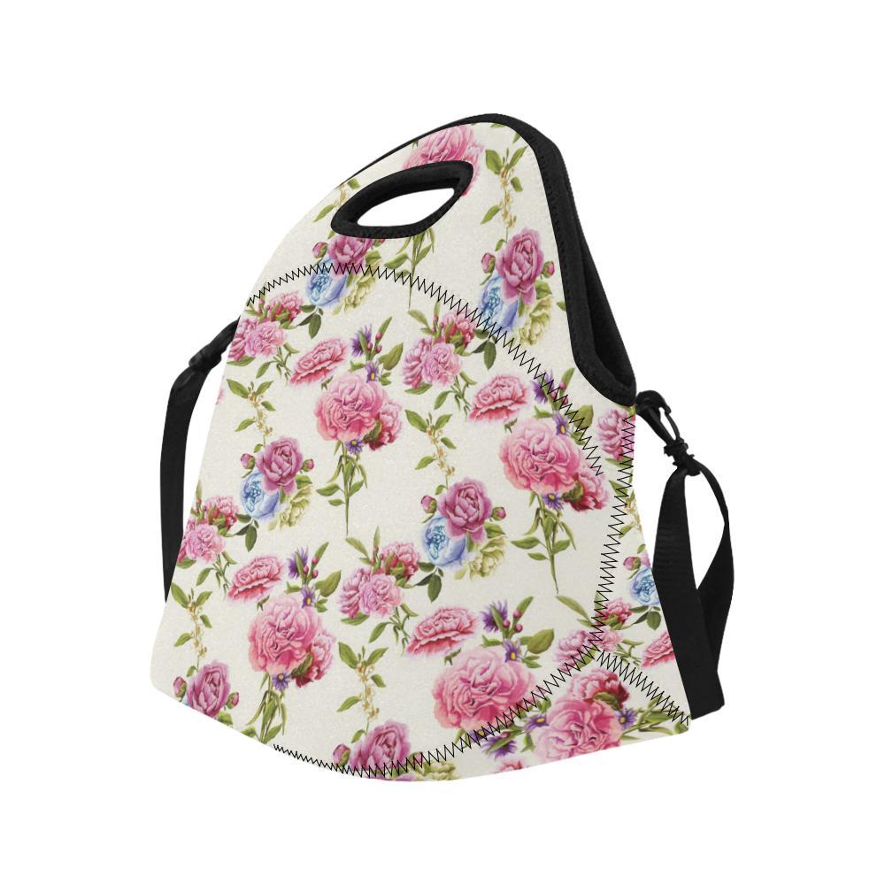 Carnations Pattern Print Design CN02 Neoprene Lunch Bag-JorJune