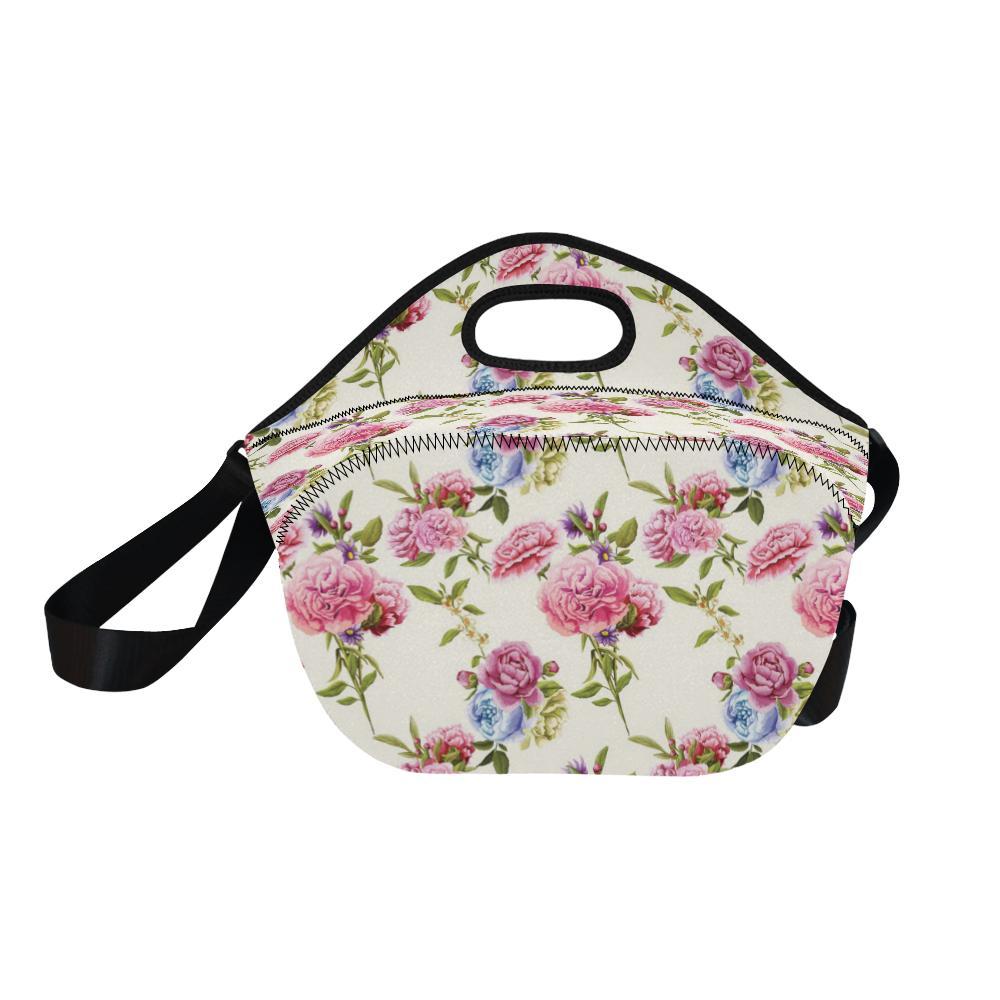 Carnations Pattern Print Design CN02 Neoprene Lunch Bag-JorJune