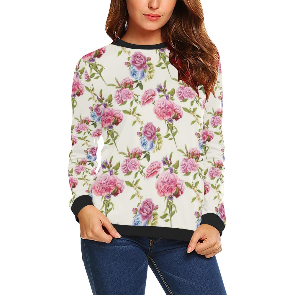 Carnations Pattern Print Design CN02 Women Long Sleeve Sweatshirt-JorJune