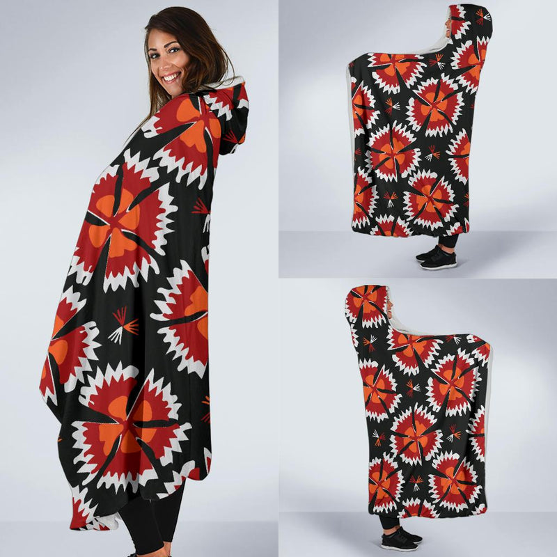 Carnations Pattern Print Design CN03 Hooded Blanket-JORJUNE.COM