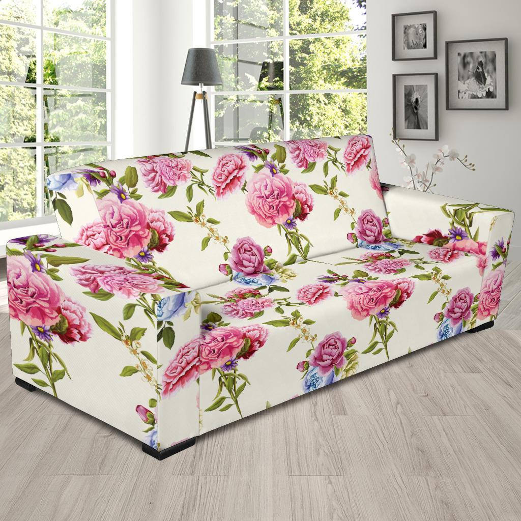 Carnations Pattern Print Design CN03 Sofa Slipcover-JORJUNE.COM