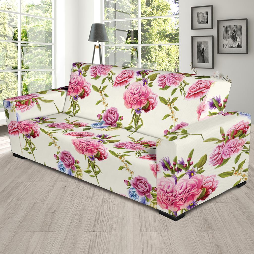 Carnations Pattern Print Design CN03 Sofa Slipcover-JORJUNE.COM