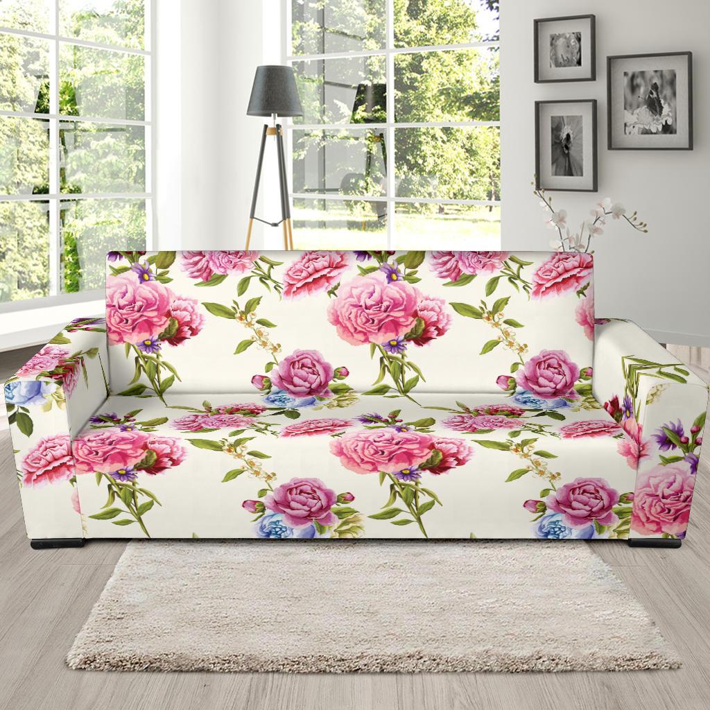 Carnations Pattern Print Design CN03 Sofa Slipcover-JORJUNE.COM