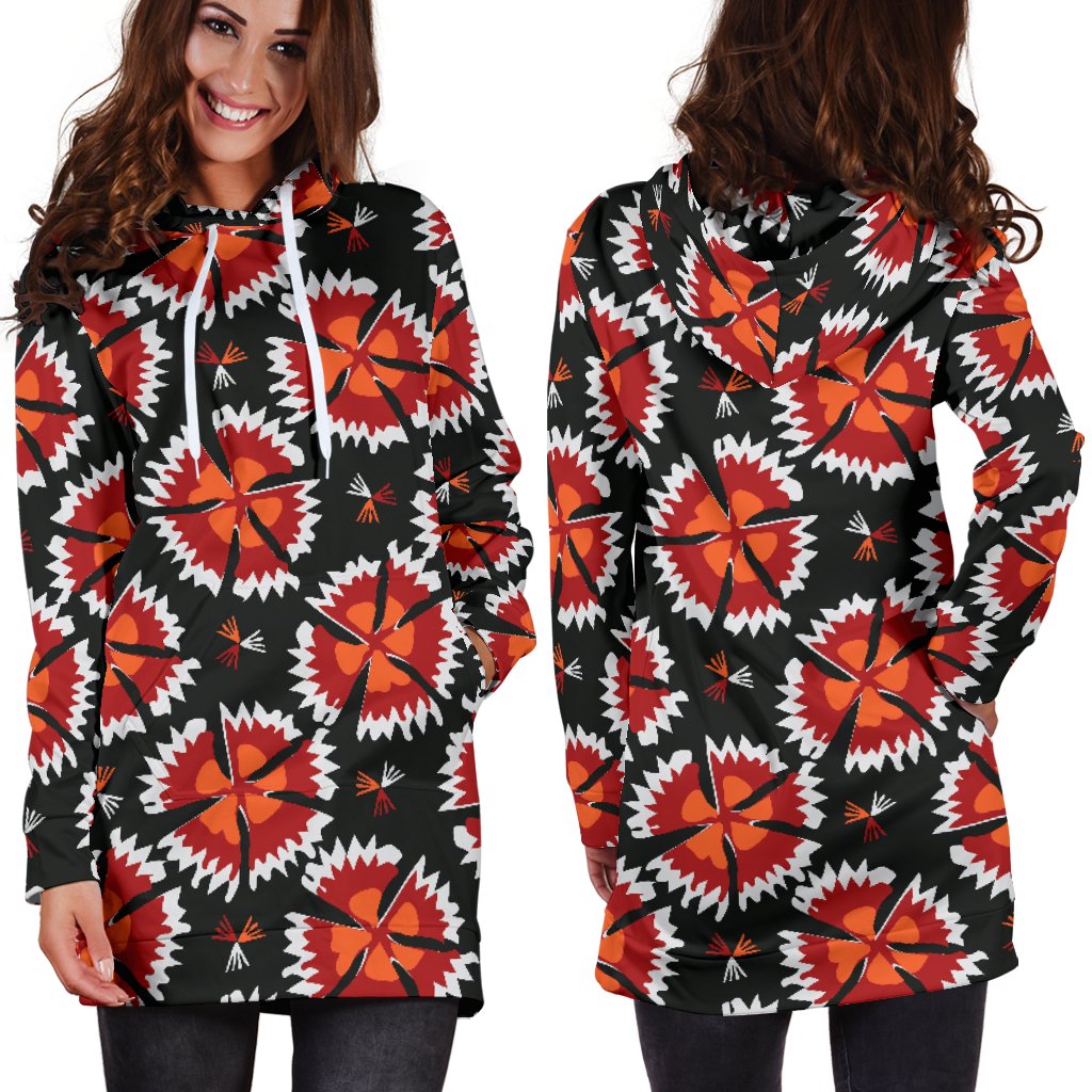 Carnations Pattern Print Design CN03 Women Hoodie Dress