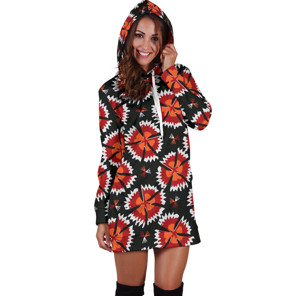 Carnations Pattern Print Design CN03 Women Hoodie Dress