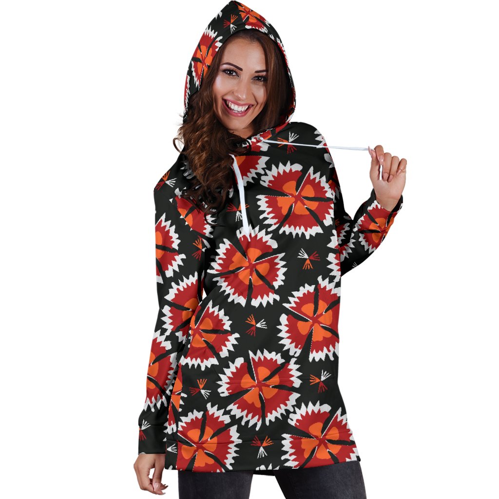 Carnations Pattern Print Design CN03 Women Hoodie Dress