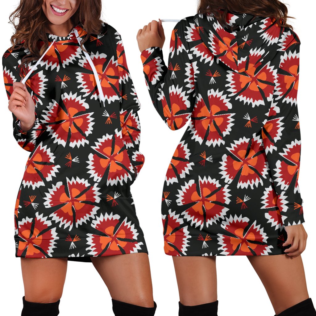 Carnations Pattern Print Design CN03 Women Hoodie Dress