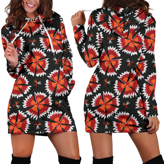 Carnations Pattern Print Design CN03 Women Hoodie Dress