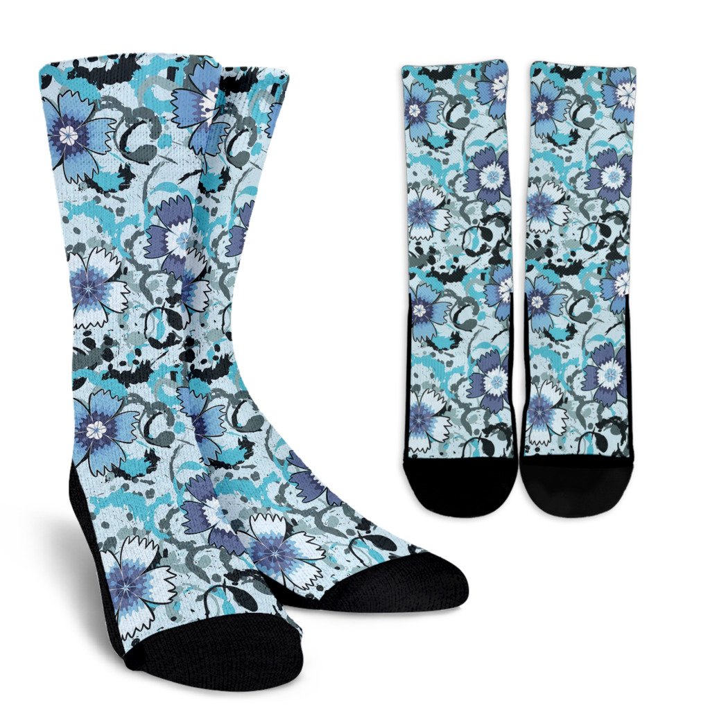Carnations Pattern Print Design CN04 Crew Socks-JORJUNE.COM
