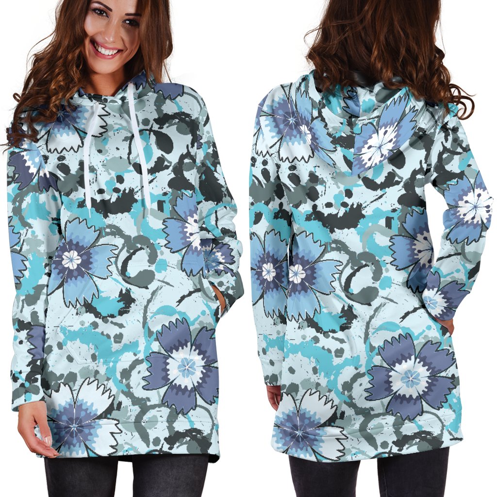 Carnations Pattern Print Design CN04 Women Hoodie Dress