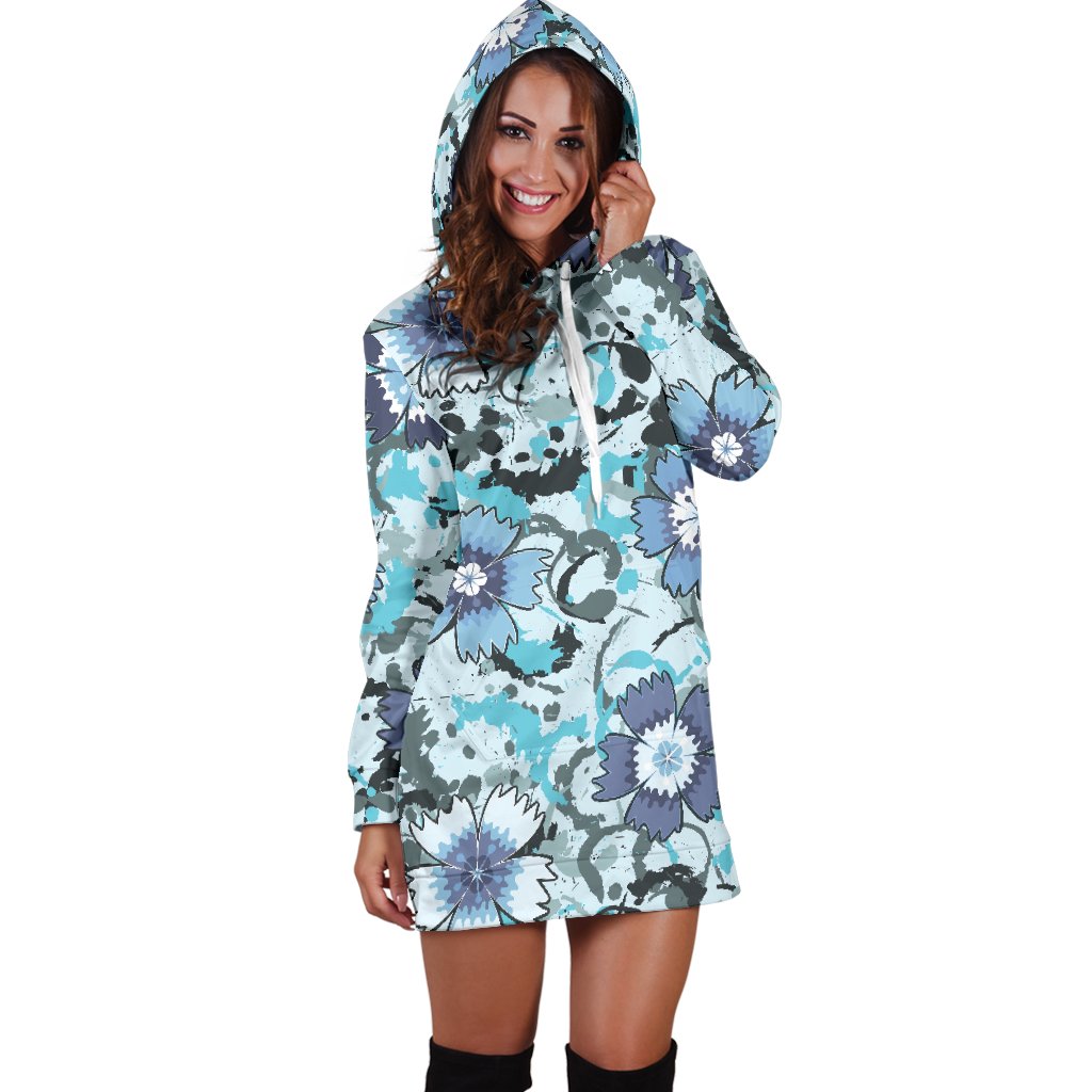 Carnations Pattern Print Design CN04 Women Hoodie Dress