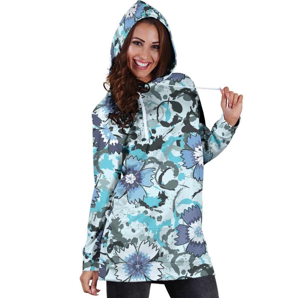 Carnations Pattern Print Design CN04 Women Hoodie Dress