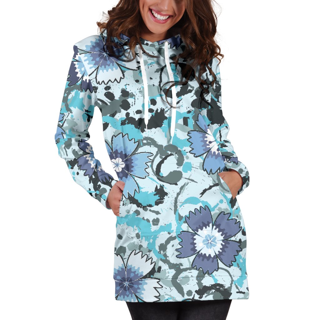 Carnations Pattern Print Design CN04 Women Hoodie Dress