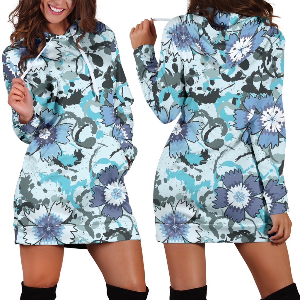 Carnations Pattern Print Design CN04 Women Hoodie Dress