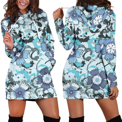Carnations Pattern Print Design CN04 Women Hoodie Dress