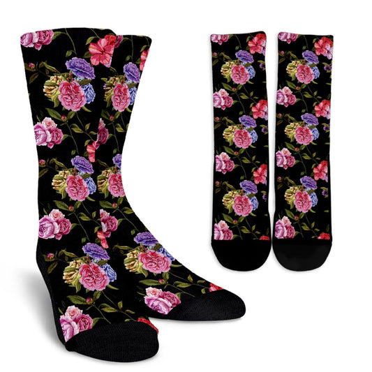 Carnations Pattern Print Design CN05 Crew Socks-JORJUNE.COM
