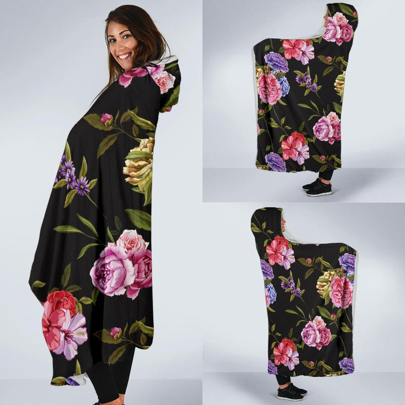 Carnations Pattern Print Design CN05 Hooded Blanket-JORJUNE.COM