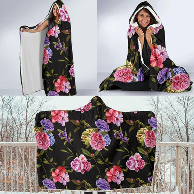 Carnations Pattern Print Design CN05 Hooded Blanket-JORJUNE.COM