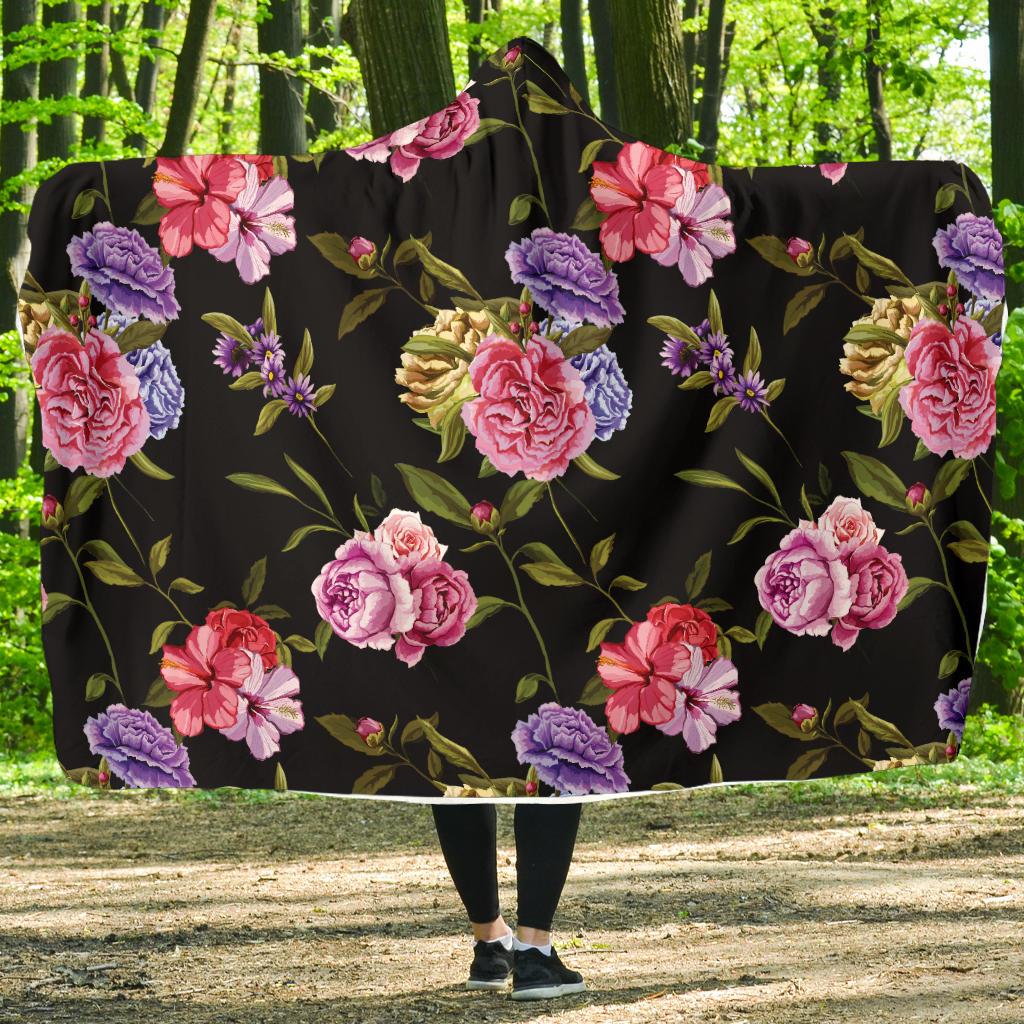 Carnations Pattern Print Design CN05 Hooded Blanket-JORJUNE.COM