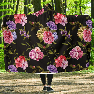 Carnations Pattern Print Design CN05 Hooded Blanket-JORJUNE.COM