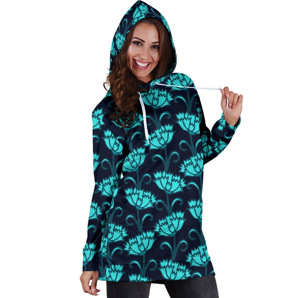 Carnations Pattern Print Design CN06 Women Hoodie Dress
