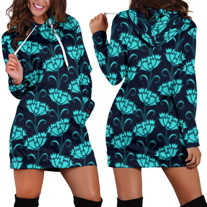 Carnations Pattern Print Design CN06 Women Hoodie Dress