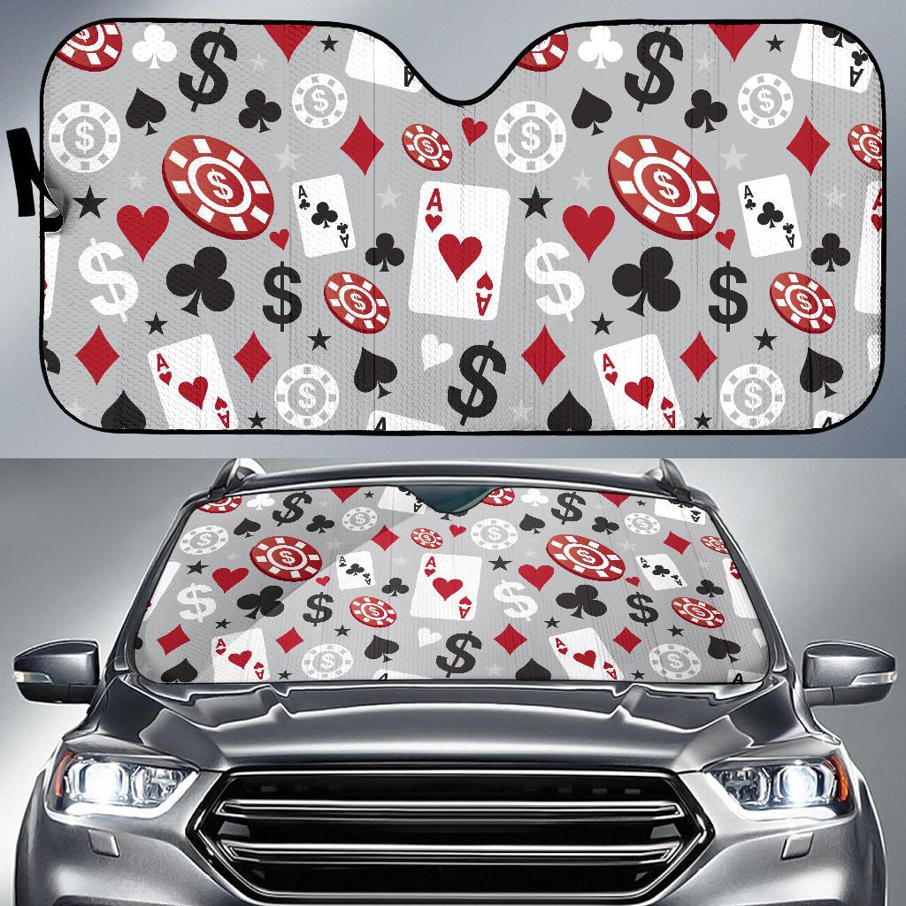 Casino Pattern Print Design 01 Car Sun Shade-JORJUNE.COM