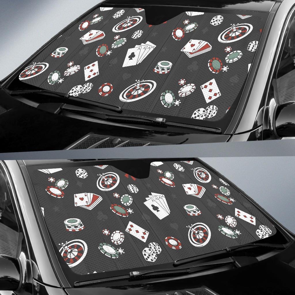 Casino Pattern Print Design 02 Car Sun Shade-JORJUNE.COM
