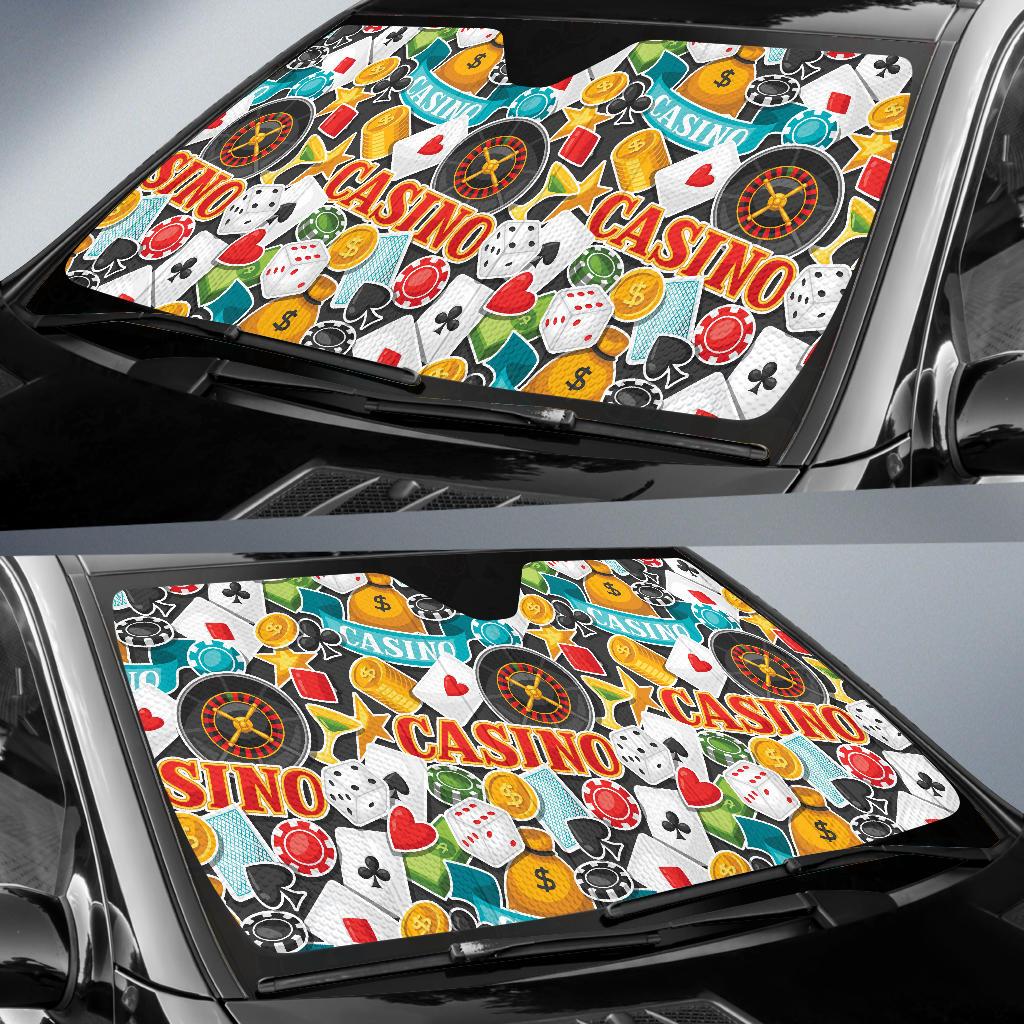 Casino Pattern Print Design 03 Car Sun Shade-JORJUNE.COM