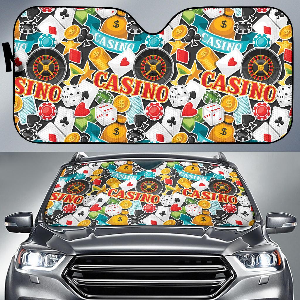 Casino Pattern Print Design 03 Car Sun Shade-JORJUNE.COM