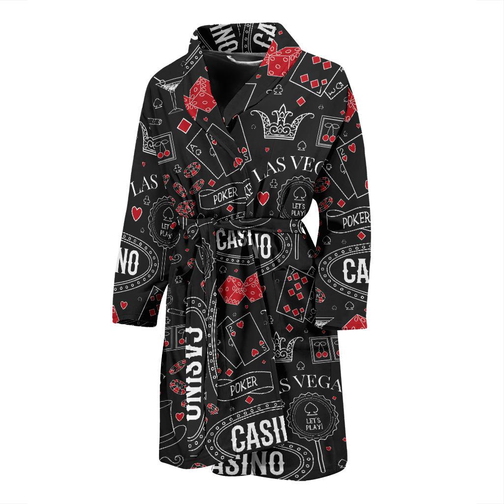 Casino Pattern Print Design 04 Men Bathrobe-JORJUNE.COM
