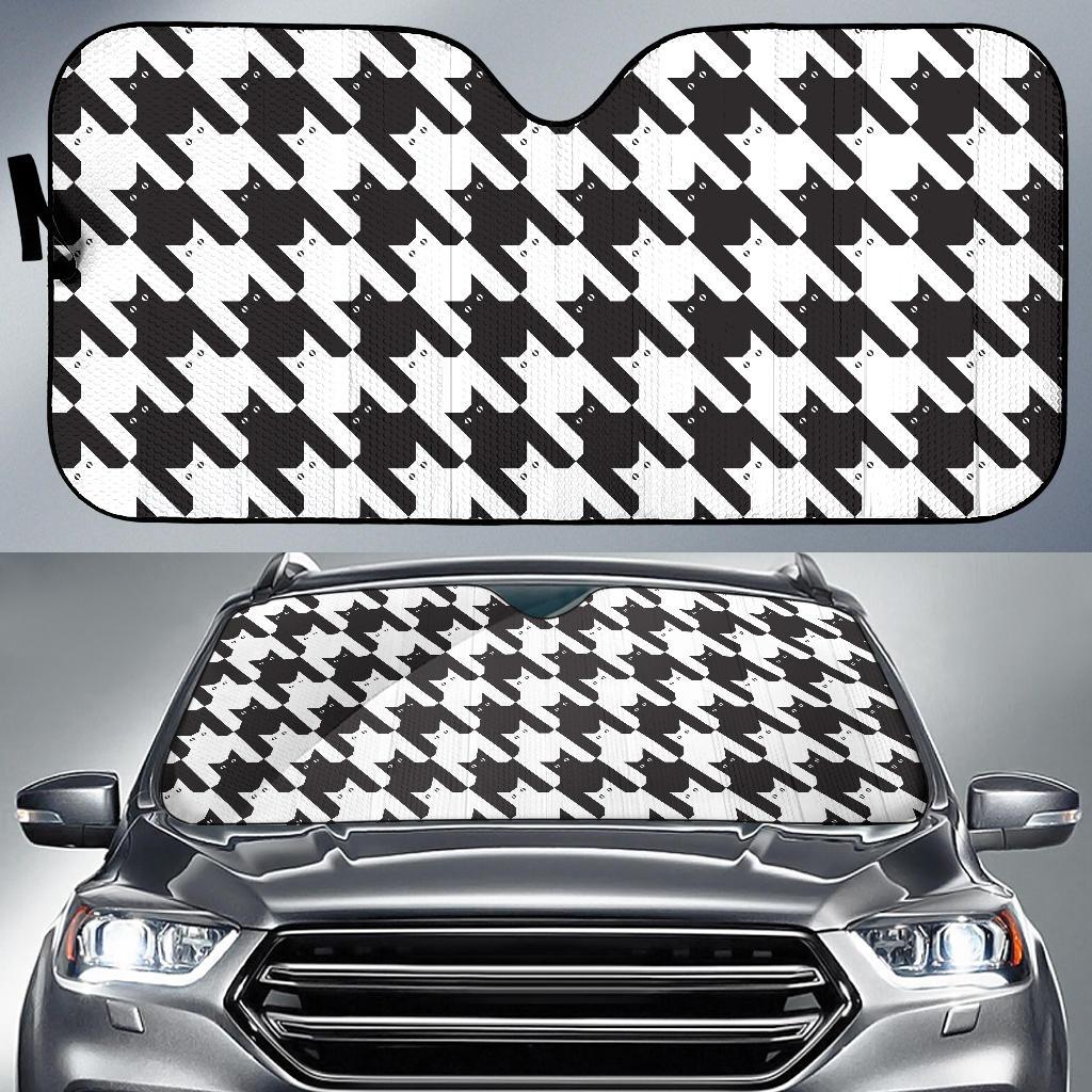Cat HoundstoothPattern Print Design 01 Car Sun Shade-JORJUNE.COM