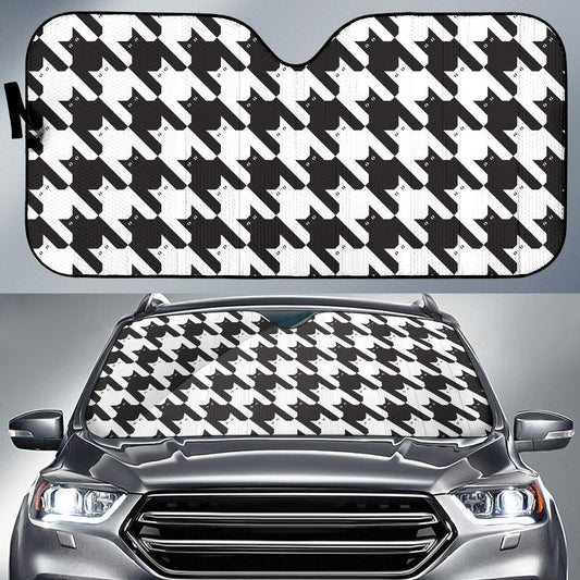 Cat HoundstoothPattern Print Design 01 Car Sun Shade-JORJUNE.COM