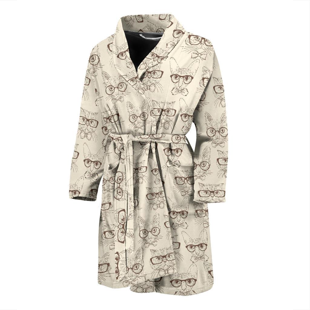 Cat Pattern Print Design 02 Men Bathrobe-JORJUNE.COM