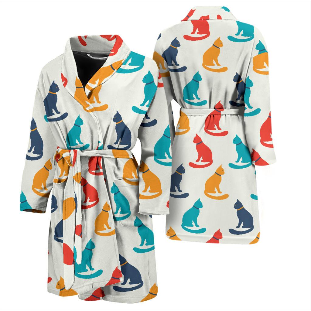 Cat Pattern Print Design 03 Men Bathrobe-JORJUNE.COM