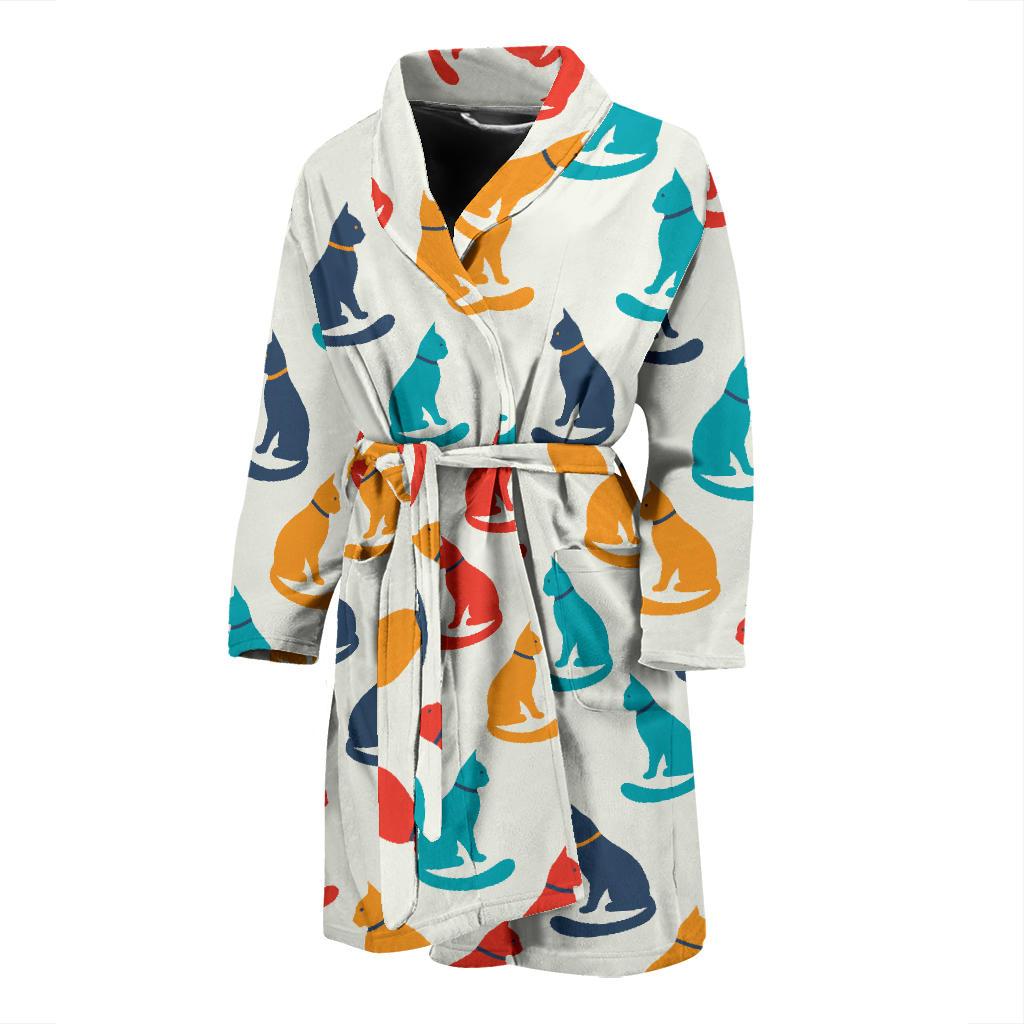 Cat Pattern Print Design 03 Men Bathrobe-JORJUNE.COM