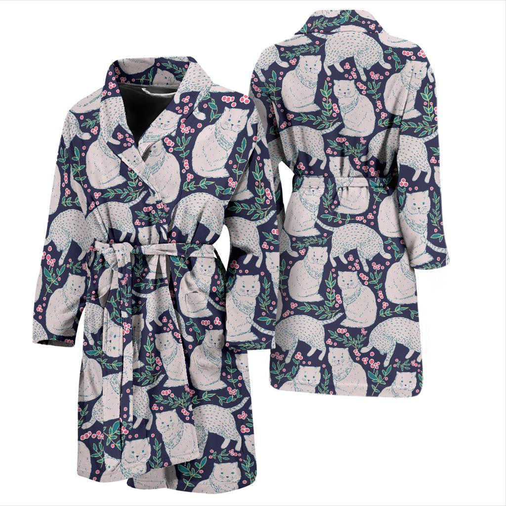 Cat Pattern Print Design 06 Men Bathrobe-JORJUNE.COM