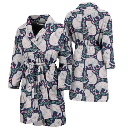 Cat Pattern Print Design 06 Men Bathrobe-JORJUNE.COM