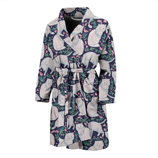 Cat Pattern Print Design 06 Men Bathrobe-JORJUNE.COM