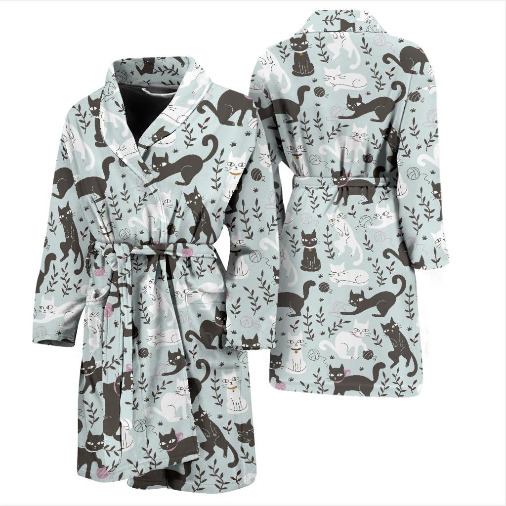 Cat Pattern Print Design 08 Men Bathrobe-JORJUNE.COM